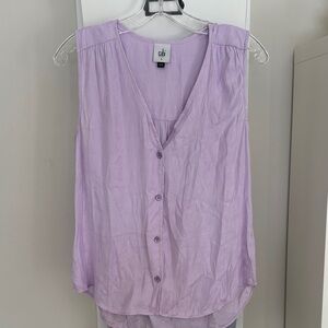 Cabi Lilac Sleeveless Button-Up Top